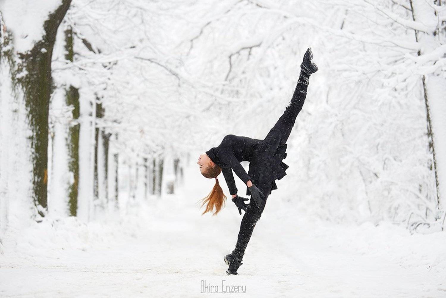 Ballerina, Ballet, Dance, Park, Portrait, Snow, Winter, Enzeru Akira