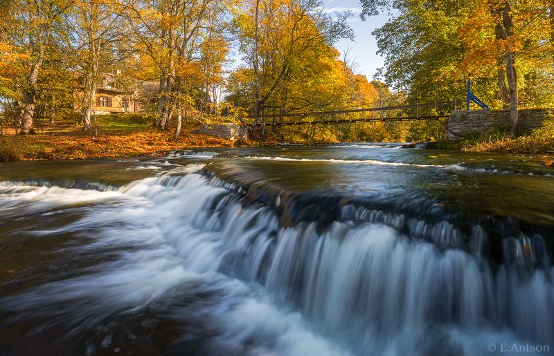 пейзаж, природа, осень, эстония Октябрьский вечер на реке фото превью