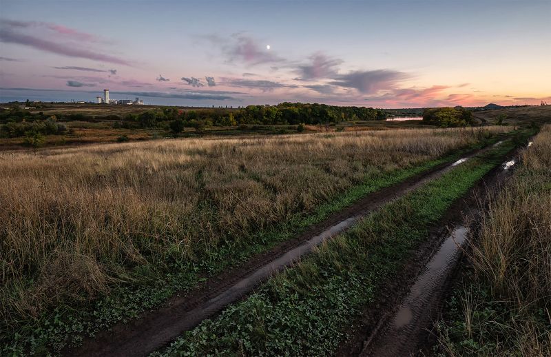 Пейзаж, природа, донбасс, дорога, луг, трава, деревья После дождя фото превью