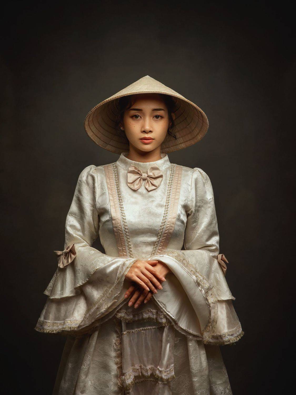 asian, vietnam, vietnamese, portrait, face, women, female, studio, dress, beauty, hat, eyes, Nguyen Hoang Viet