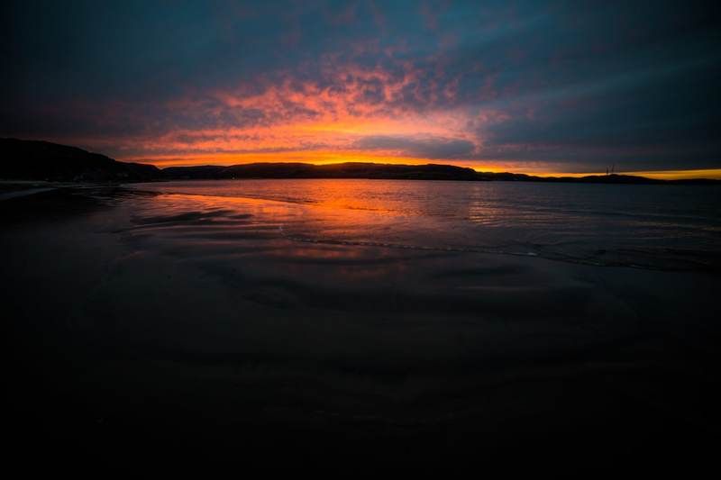 закат, море, волны, север, берег, солнце, песок Огненные краски заката фото превью