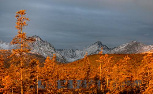 Пламенная заря в пасмурный день