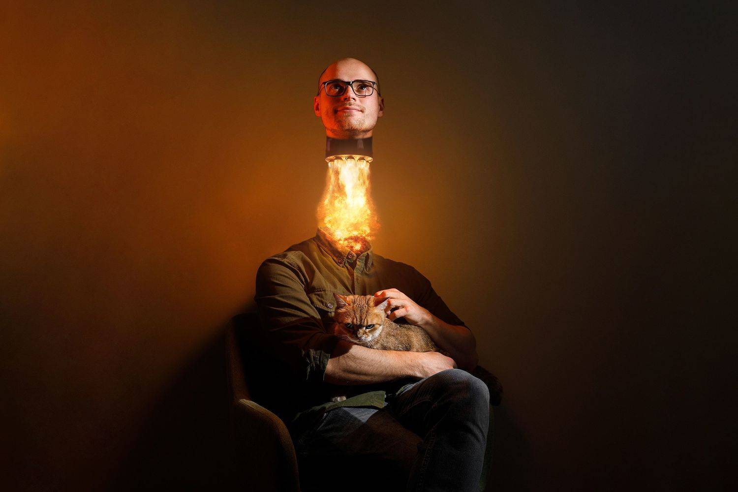 портрет ракета фотошоп кот голова коллаж, Данилкин Геннадий