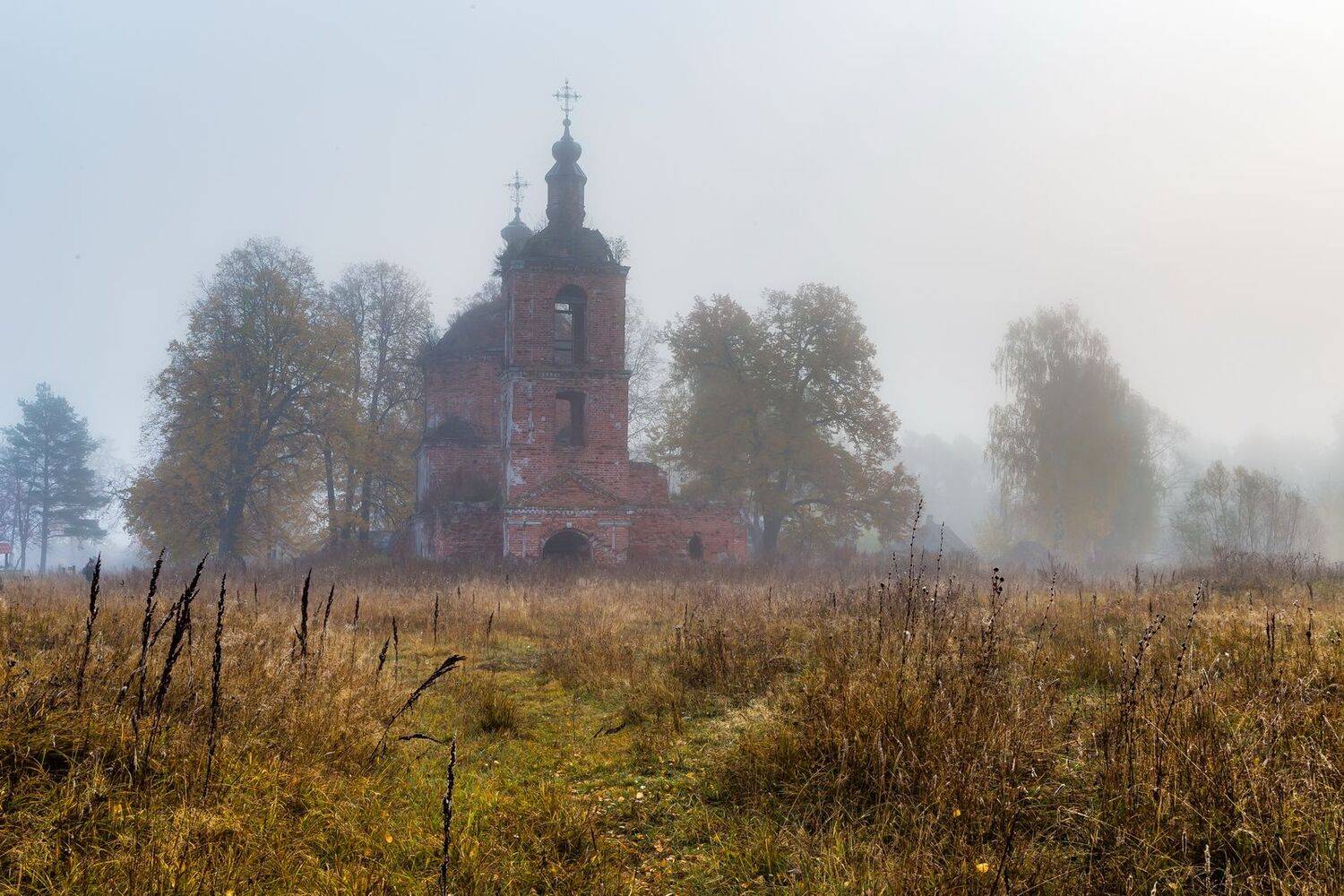 храм, туман, осень, пейзаж, утро, Юрий Морозов