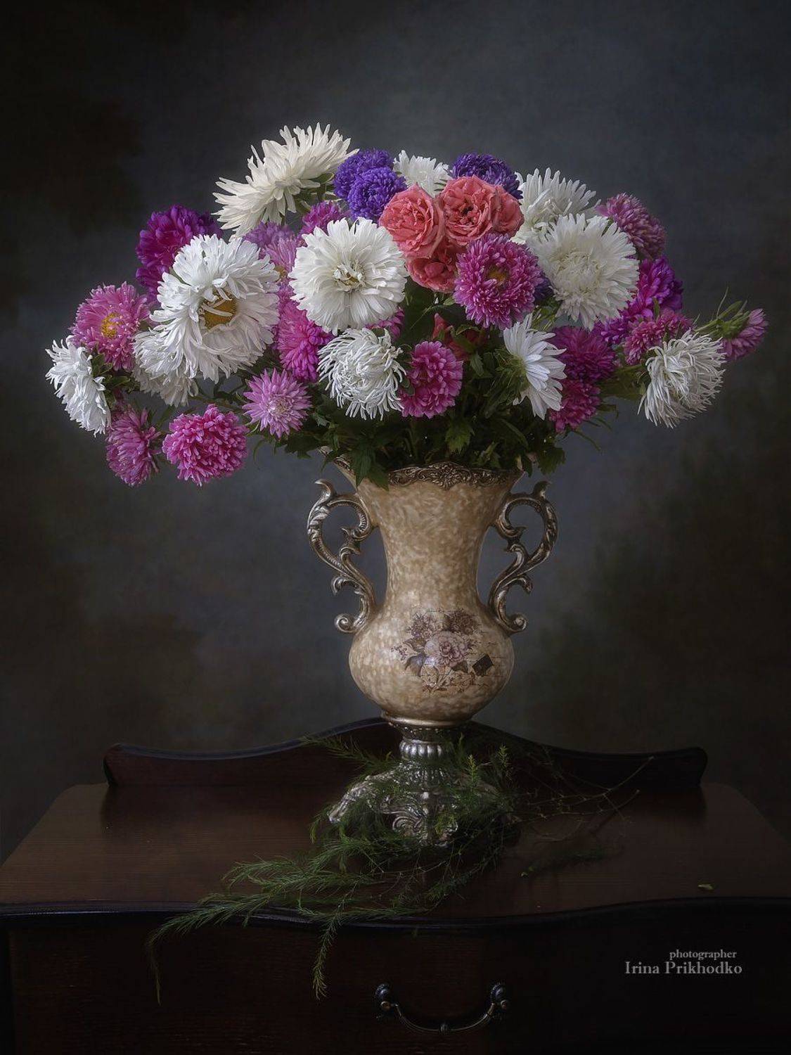 натюрморт, осень цветы, астры, букет, Приходько Ирина