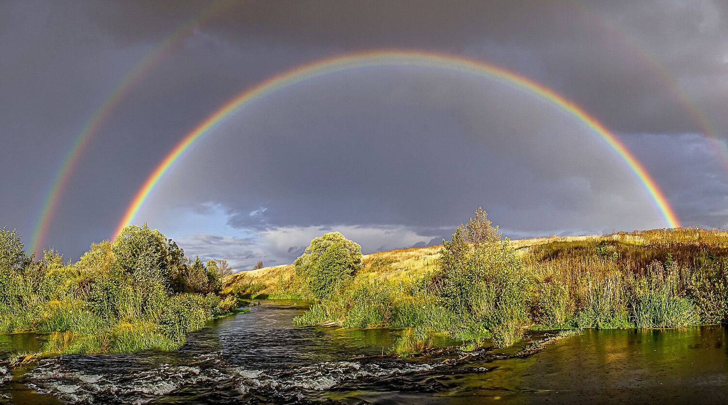 река кшень, радуга, дождь,, Николай Бологов