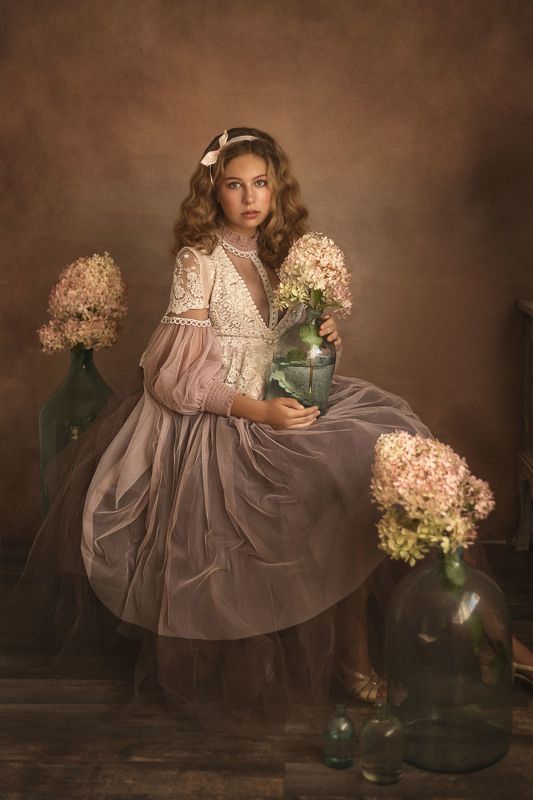 девушка, портрет, дети, студийная фотография, постановочная фотография, детская фотография, fine art Бутыли фото превью