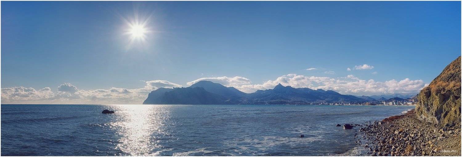 Горы, Кара-даг, Коктебель, Крым, Море, Панорама, Полдень, Черное море, Jazz Man