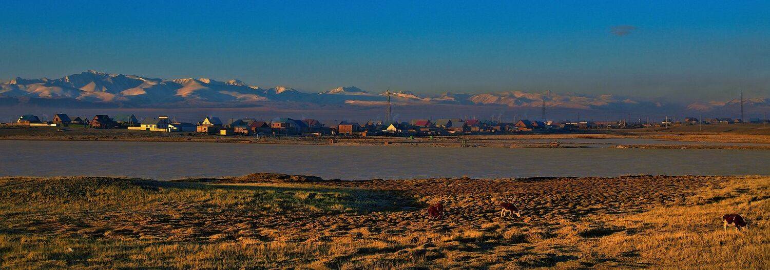 Central Asia region, Daybreak, Pastoral, Sunrise, Winter, Деревня, Жёлтый, Зима, Кош-Агач, Пастораль, Рассвет, Чуйская степь, holod