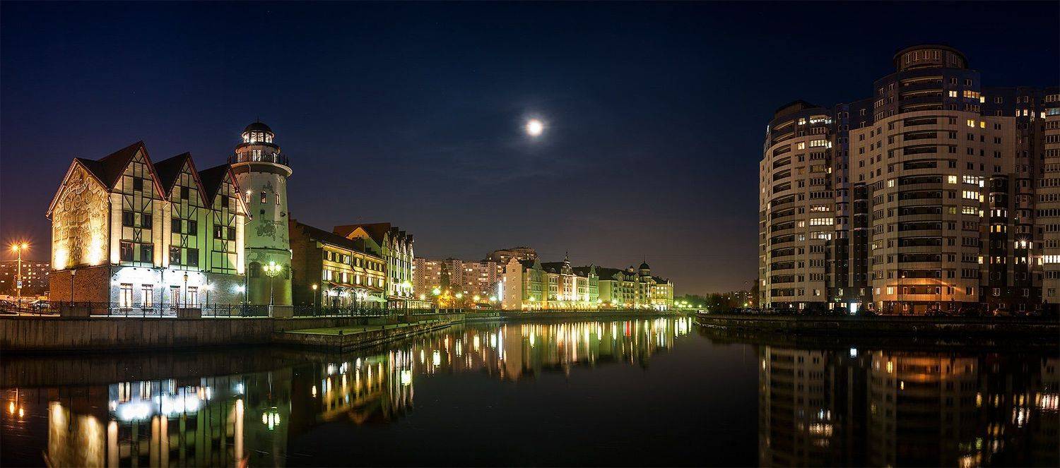 Калининград, Набережная, Ночь, Россия, Андрей Снегирёв