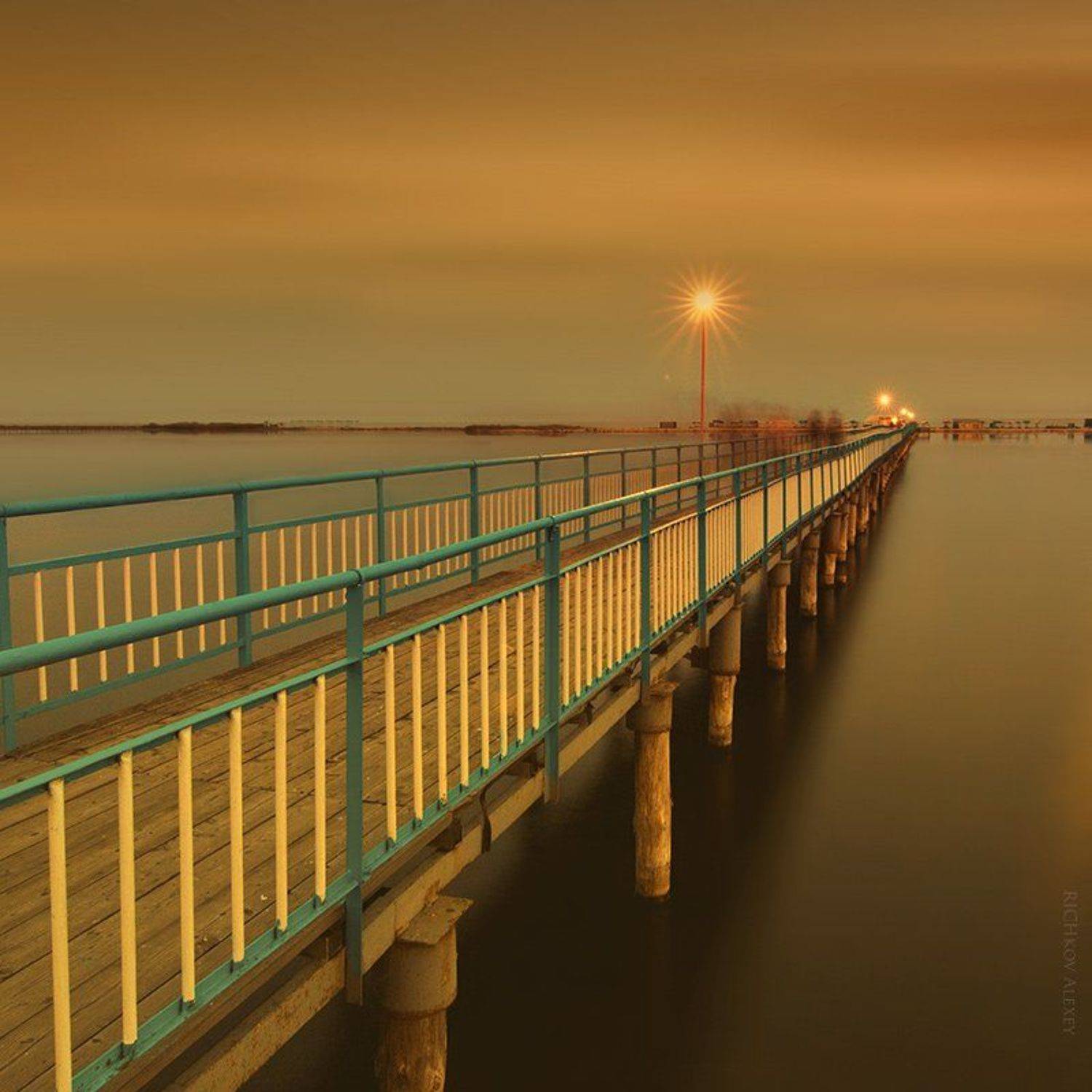 Азовское море, Вечер, Залив, Море, Пирс, Приморск, Тени, Рычков Алексей