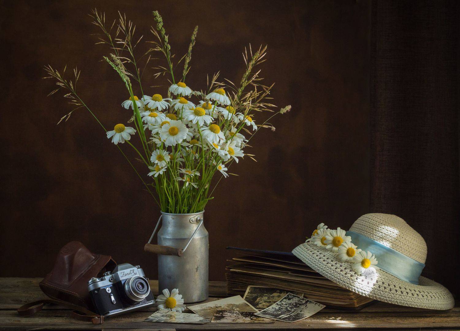 Ромашки, шляпа, лето, фотоаппарат, старые снимки, альбом, фотографии, винтаж, Хвойнова Елена