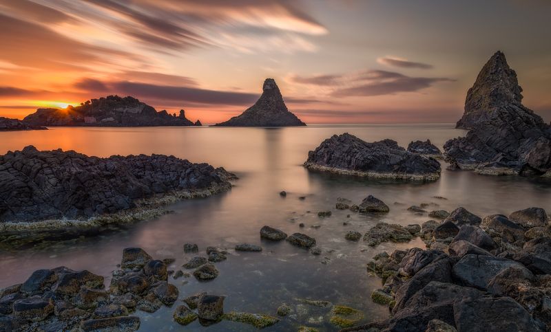 sunset, photo, seascape, landscape, 35awards, sicilia, longexposure The Land of the Cyclopes фото превью