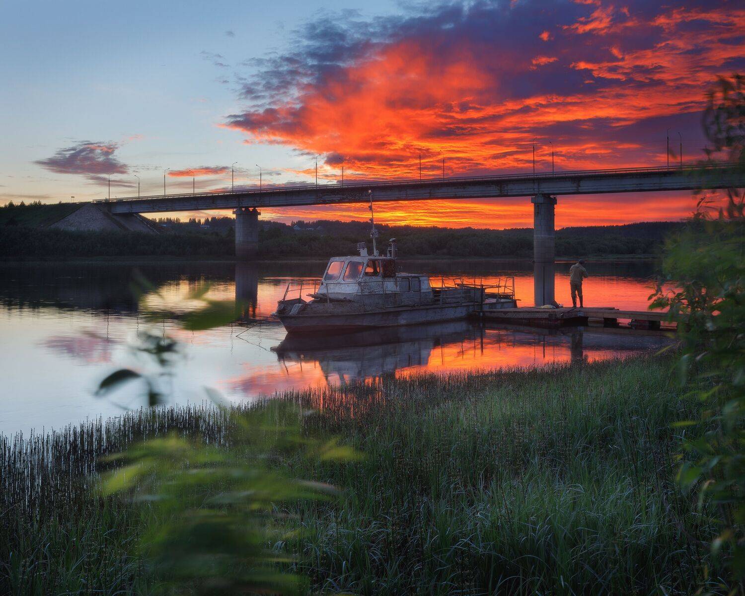 пейзаж, закат, река, лето, landscape, sunset, summer, sky, облака, Иван Чаланов