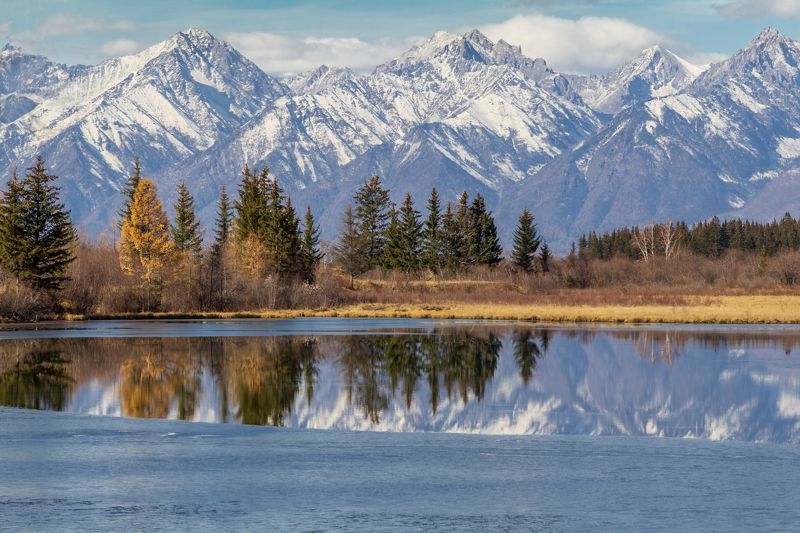 бурятия, тункинская долина, октябрь Зеркало осени Тункинской долины фото превью
