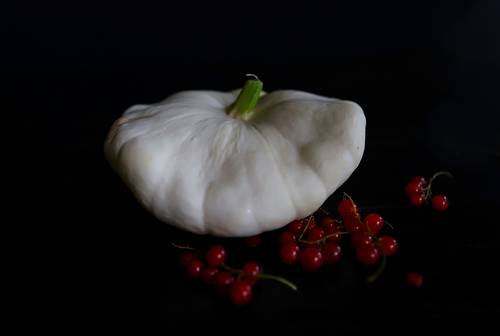 still life with zucchini and red berries