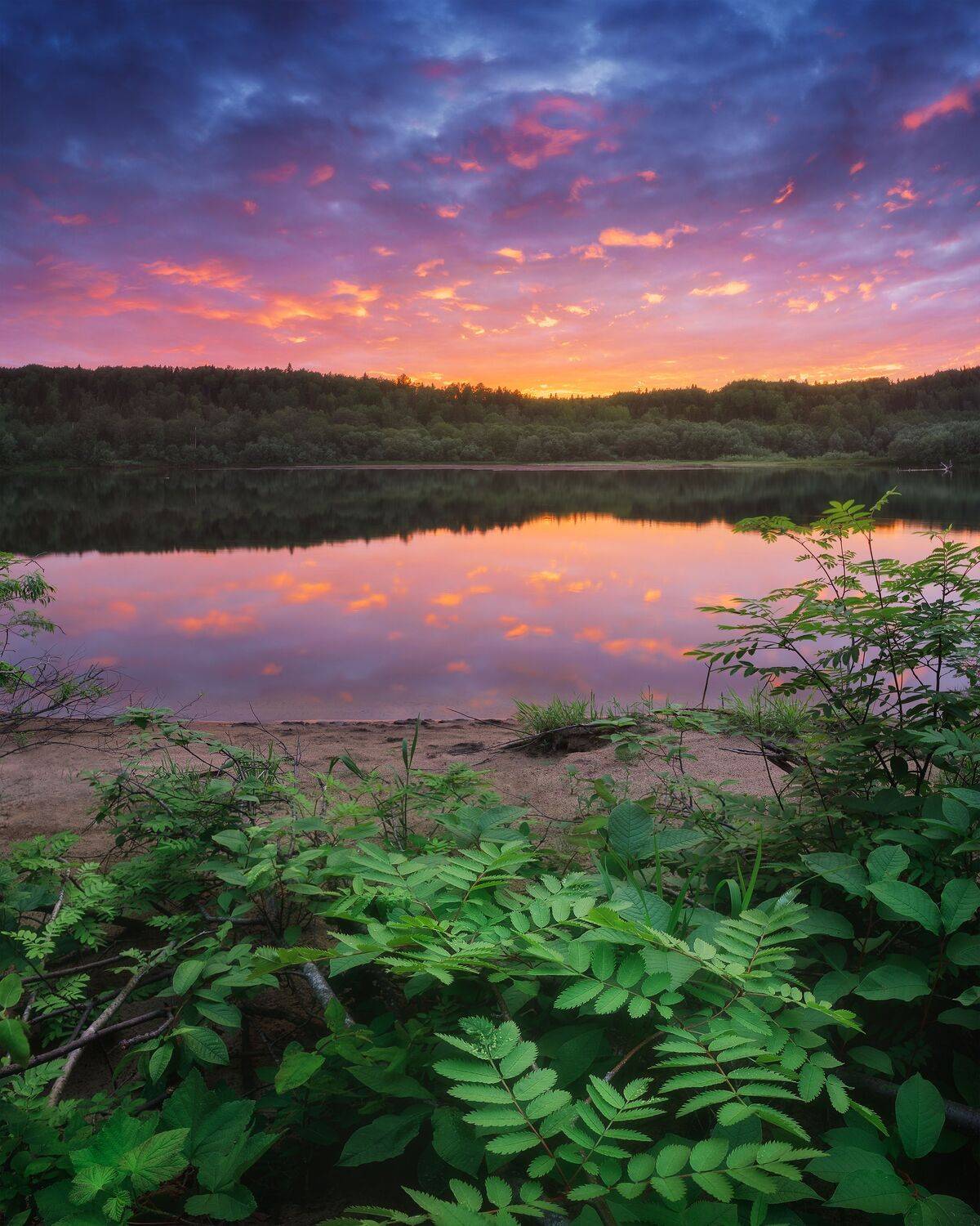 пейзаж, закат, река, лето, landscape, sunset, summer, sky, облака, Иван Чаланов