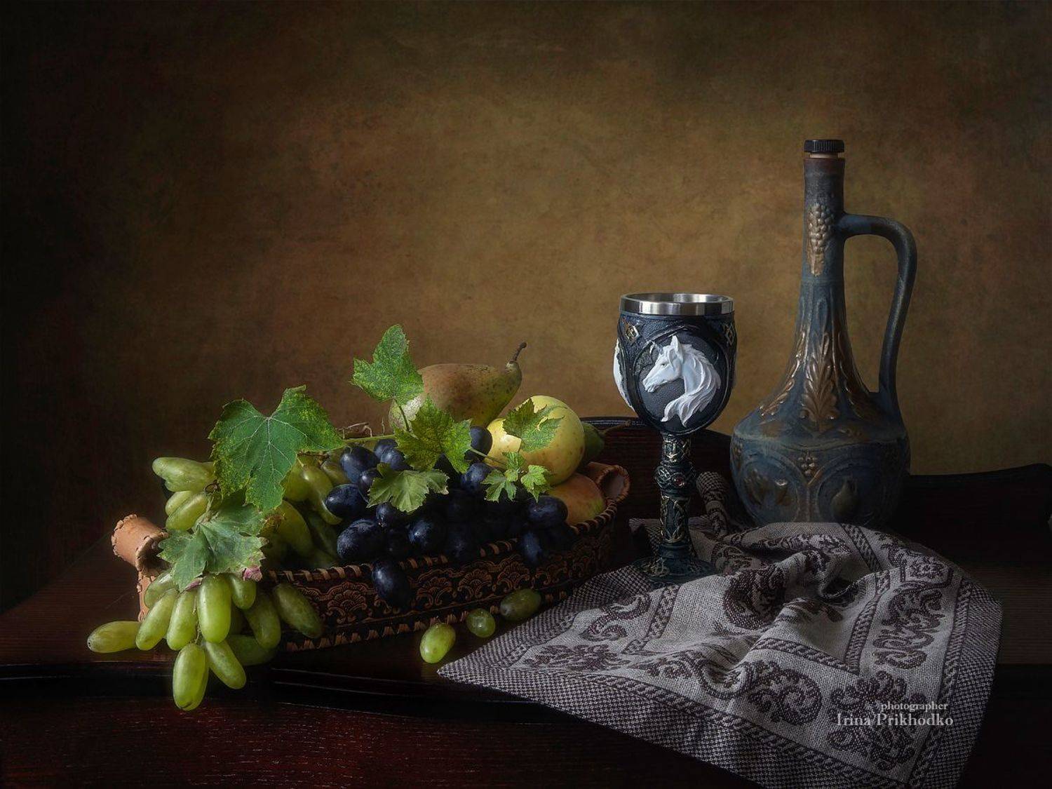 натюрморт, вино, фрукты, Приходько Ирина