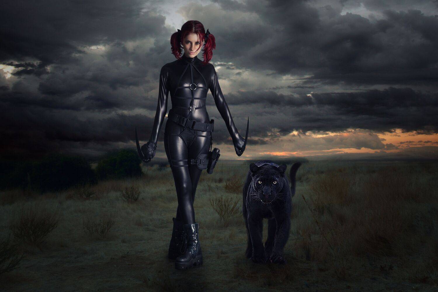 девушка, пантера, Sergii Vidov