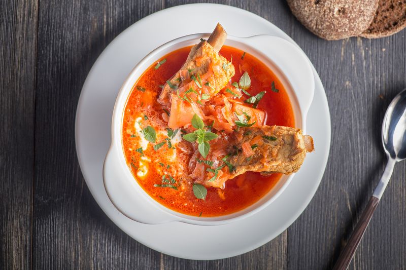 Ароматный борщ с рёбрышками.... фото превью