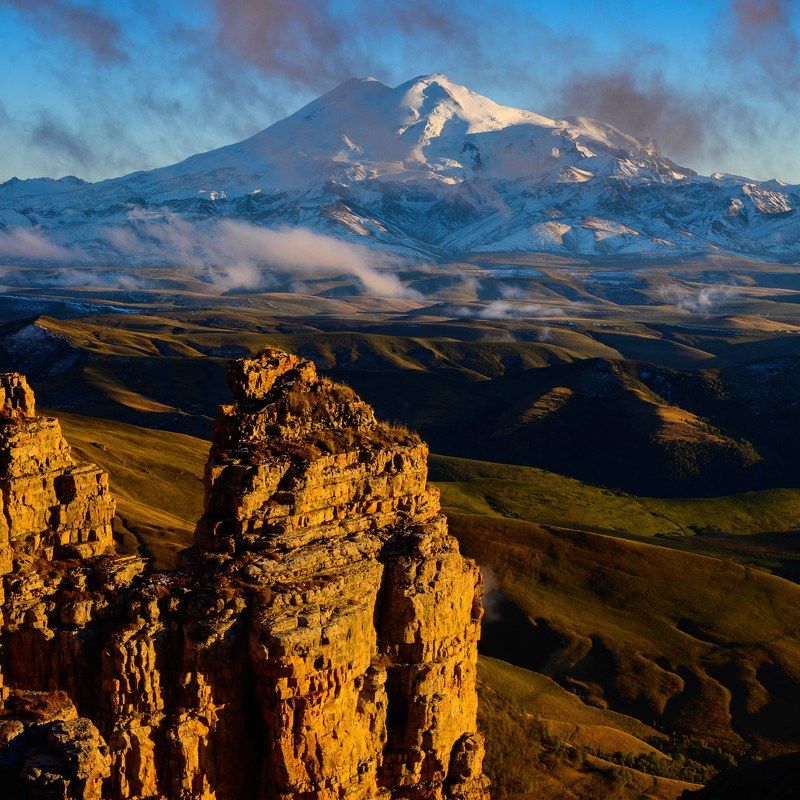 Эльбрус на закате фото превью