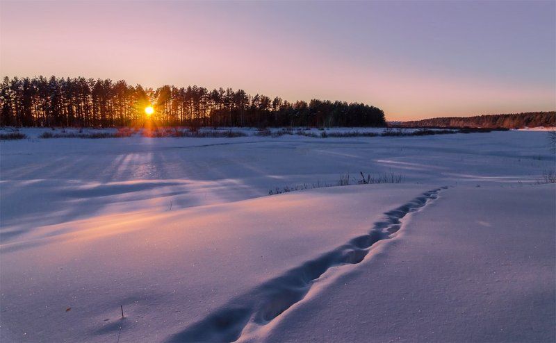 Закат, Зима, Нижегородская область, Пейзаж, Природа ***** фото превью