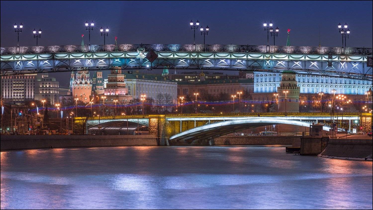 Большой, Город, Каменный, Кремль, Москва, Мост, Огни, Патриарший, Река, Утро, Юрий Дегтярёв