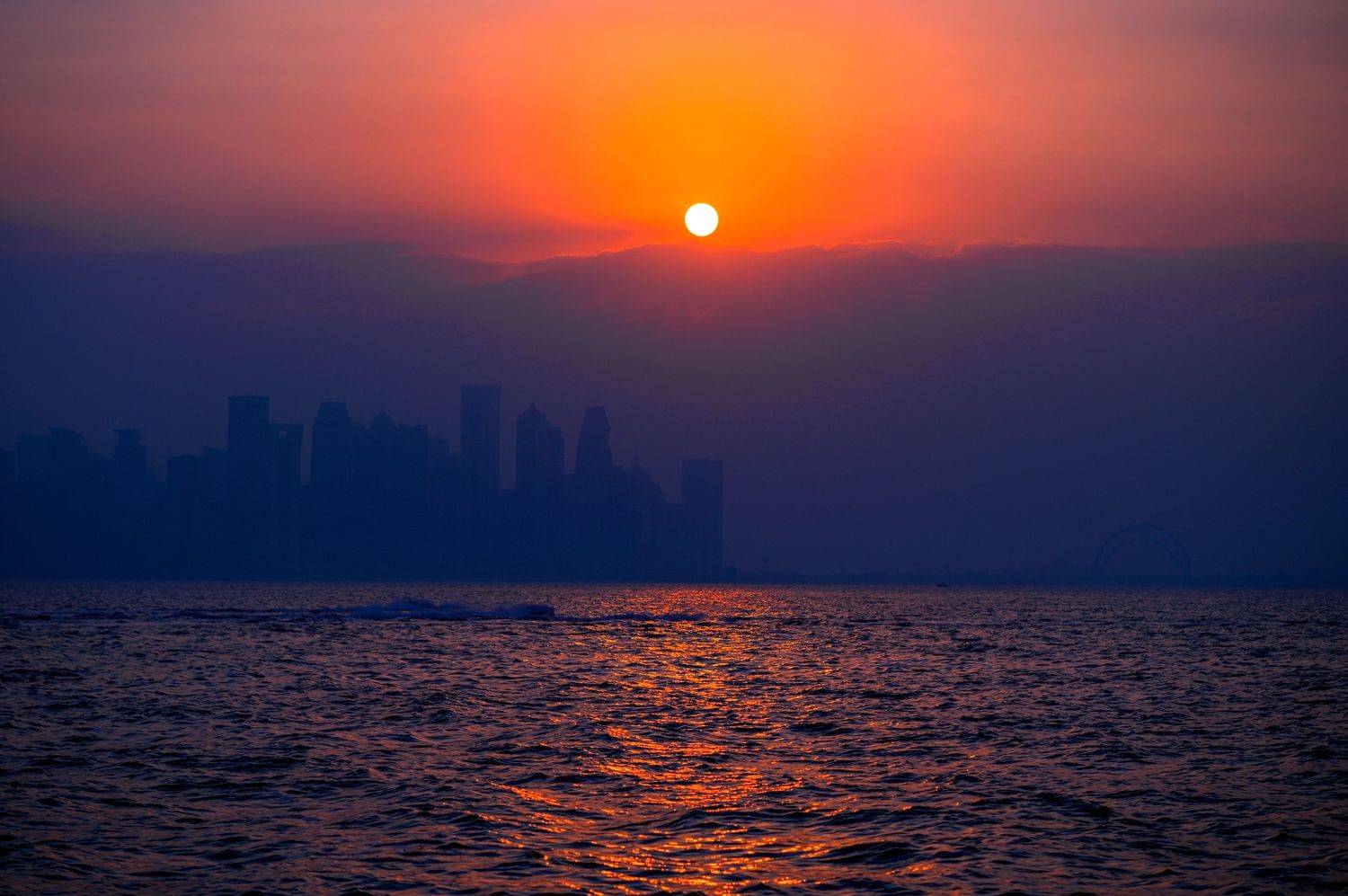 sunset, doha, city, sea, закат, Шиченко Галина
