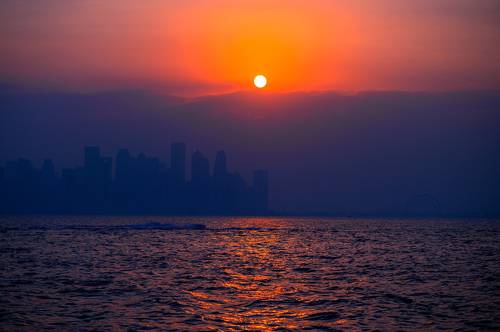 Sunset under the Doha city