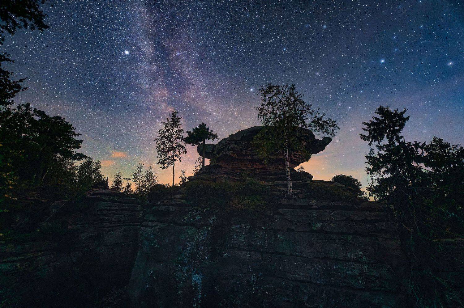 пермский край, ночь, каменный город, россия, урал, пейзаж, звезды, млечный путь, астрофото, ночь, чертово городище, усьва, Кирилл Кузнецов