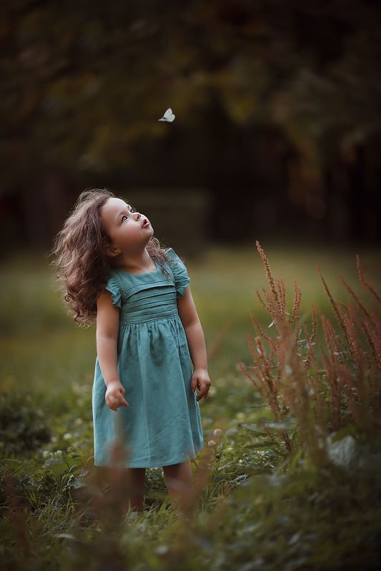 дети, ребенок, детский портрет, семейная съемка, семейный портрет, девочка, лето, на природе, эмоции охота на бабочку фото превью