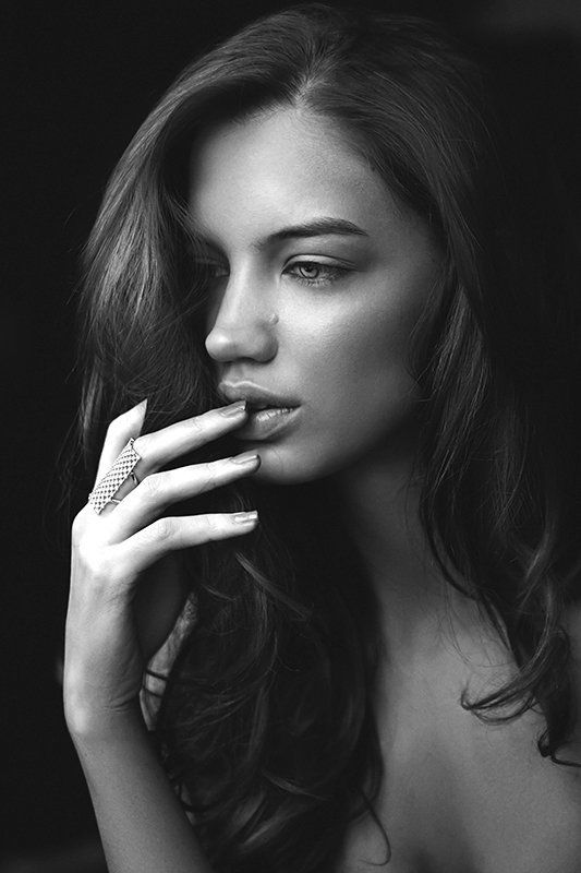 girl, portrait, canon, test, model, model test, Black and white, b&W Valeria фото превью