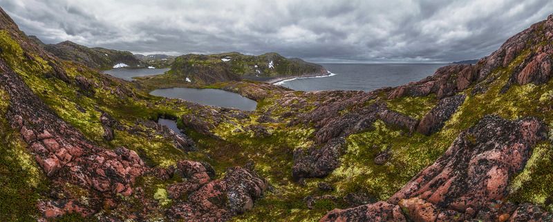 баренцево море, берег, горы, кольский п-ов, лето, панорама, пейзаж, природа, путешествие, север, туризм Териберка фото превью