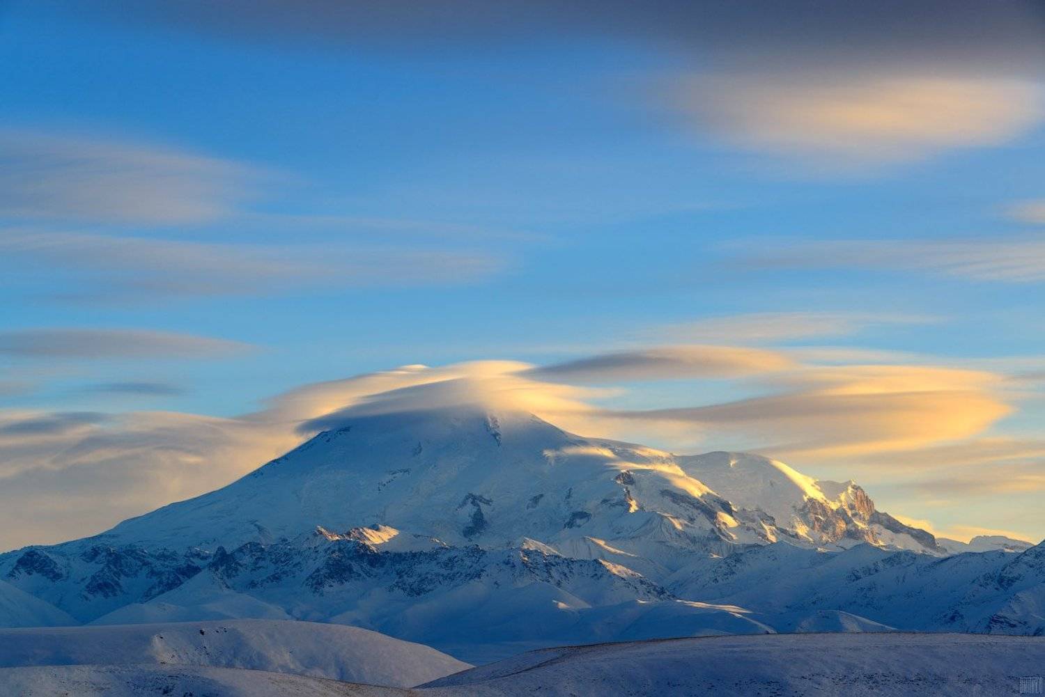 Горы, Закат, Зима, Кавказ, Пейзаж., Россия, Снег, Дмитрий Доронин