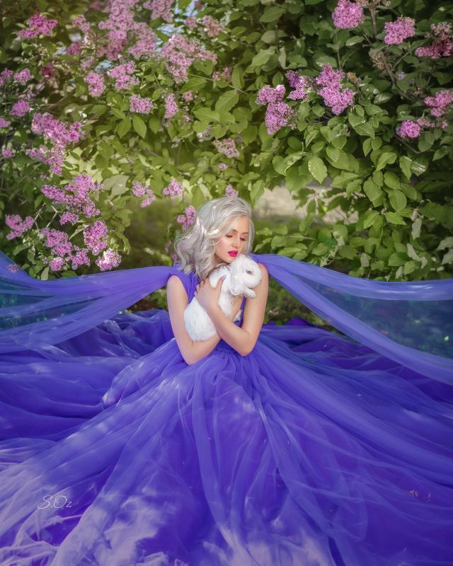 сирень, кролик, портрет, девушка ??? фото превью