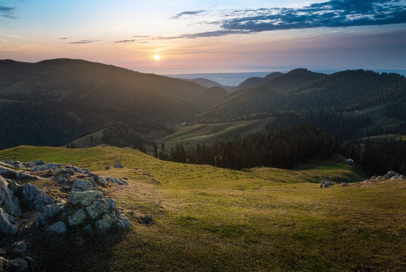 Sunset, landscapes, Georgia, mountains Sunset from Bakhmaro. фото превью