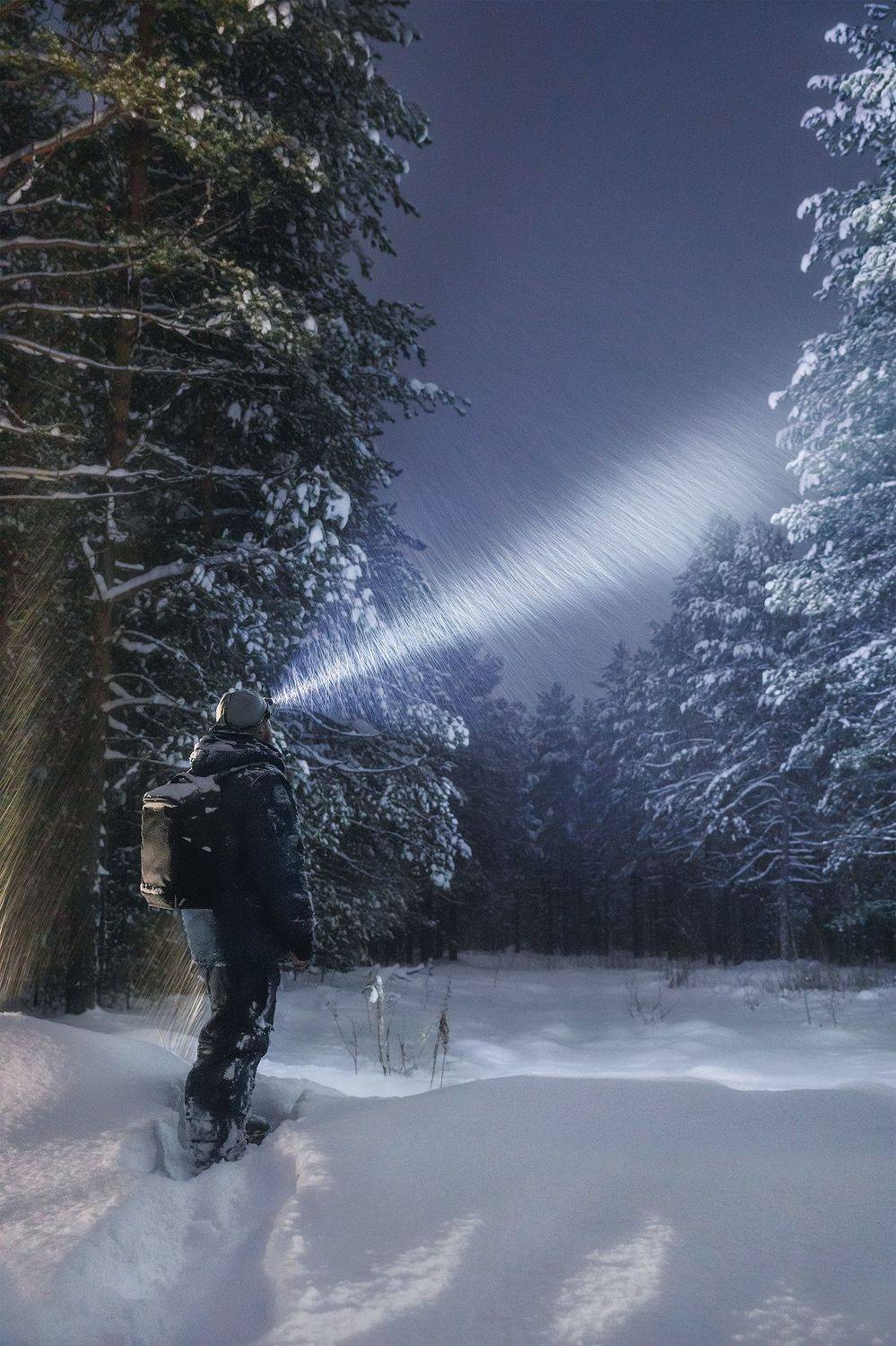 пейзаж, ночь, зима, снег, метель, landscape, winter, snow, nightscape, storm, blizzard, Иван Чаланов