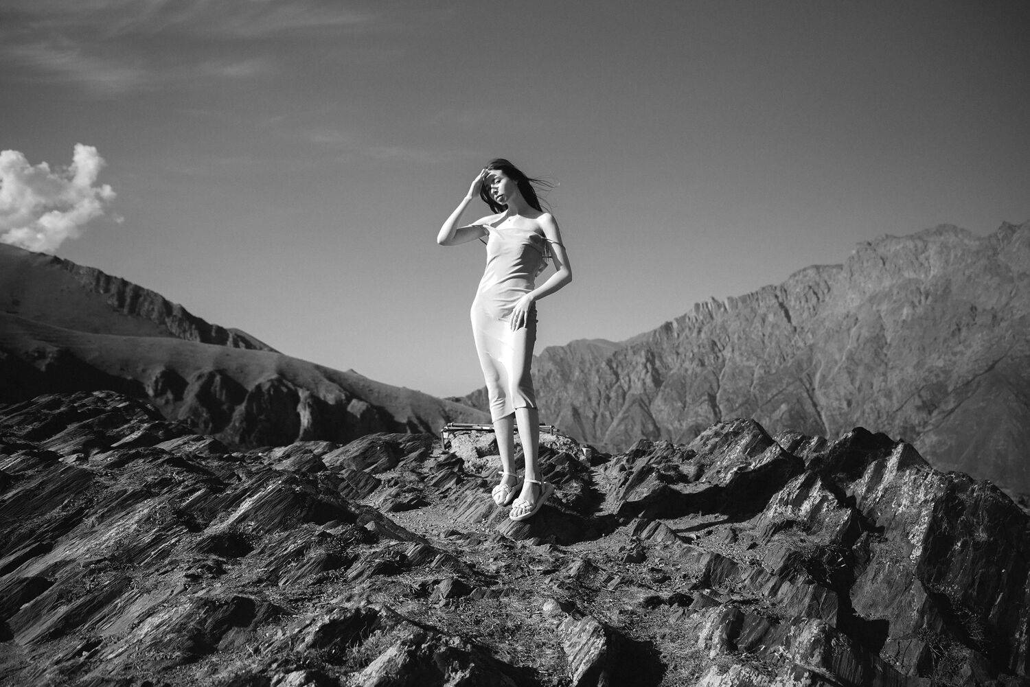 portrait, black and white, gitl, woman, mountains, портрет, девушка, bnw, горы, Миндру Александр