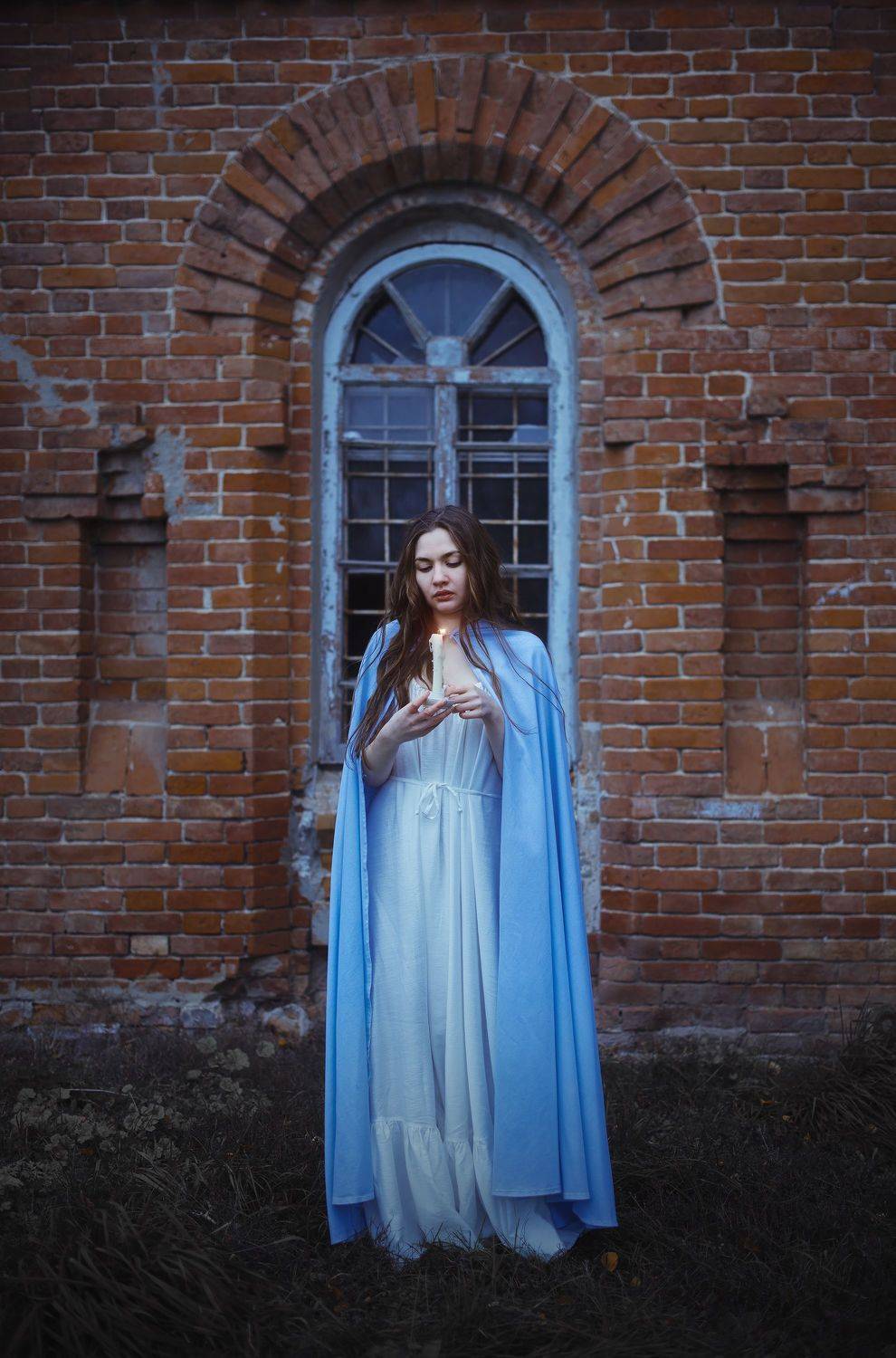 девушка, мистика, сумерки, свеча, магия, вечер, развалины, Екатерина Лобанова