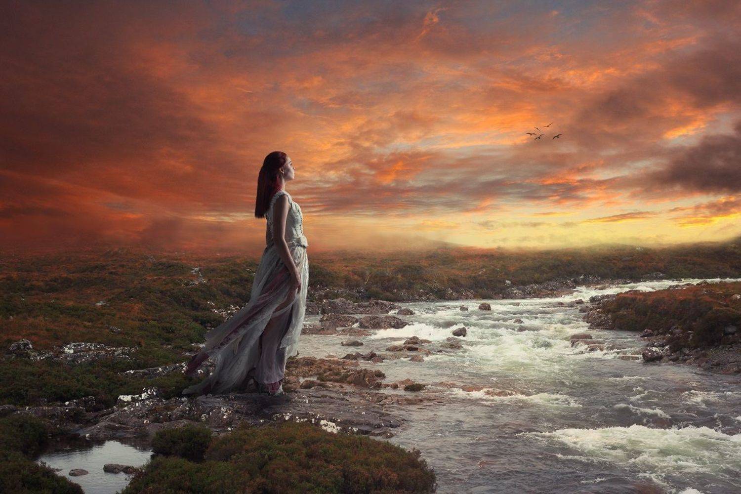 девушка, река, Sergii Vidov