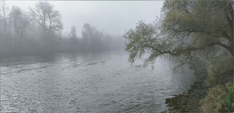 Туманное утро фото превью