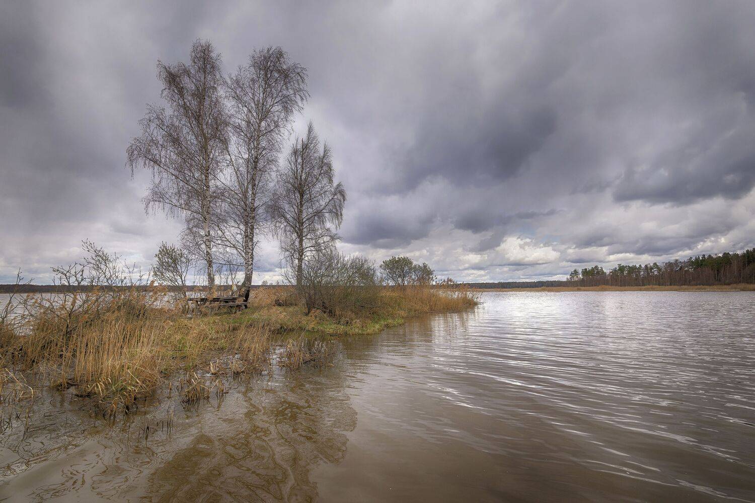озеро, остров,тучи, Сергей Аникин