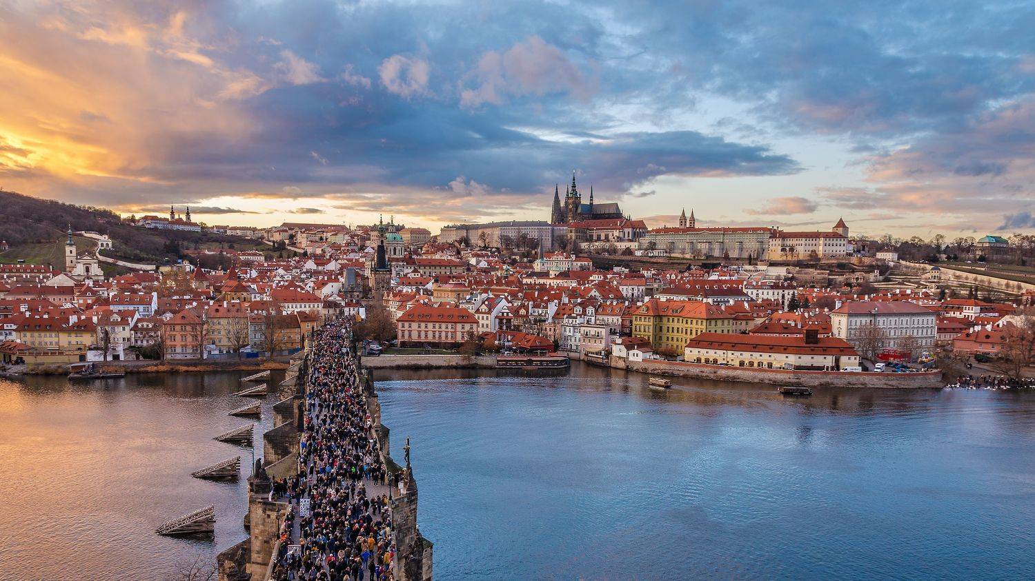 прага, чехия, карлов мост, закат, Сергей Газизов