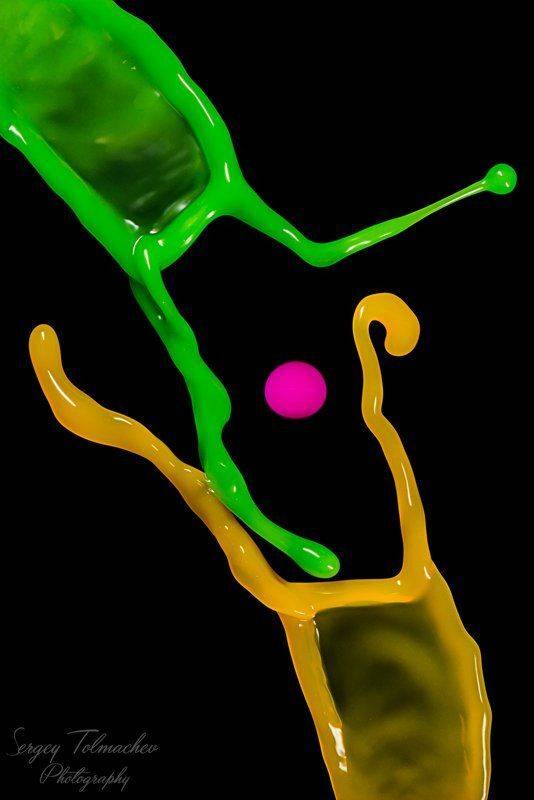 Арт, Брызги, Вода, Всплеск, Жидкость, Капли, Макро, Разноцветные, Черный, Сергей Толмачев