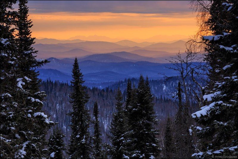 Алтай, Аня графова, Горная шория, Горы, Закат, Перевал Закатный свет открыл неведомые дали... фото превью