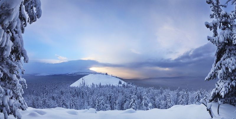 Елки, Закат, Зима, Россия, Северный урал, Снег, Урал, Холод Зимний Урал фото превью