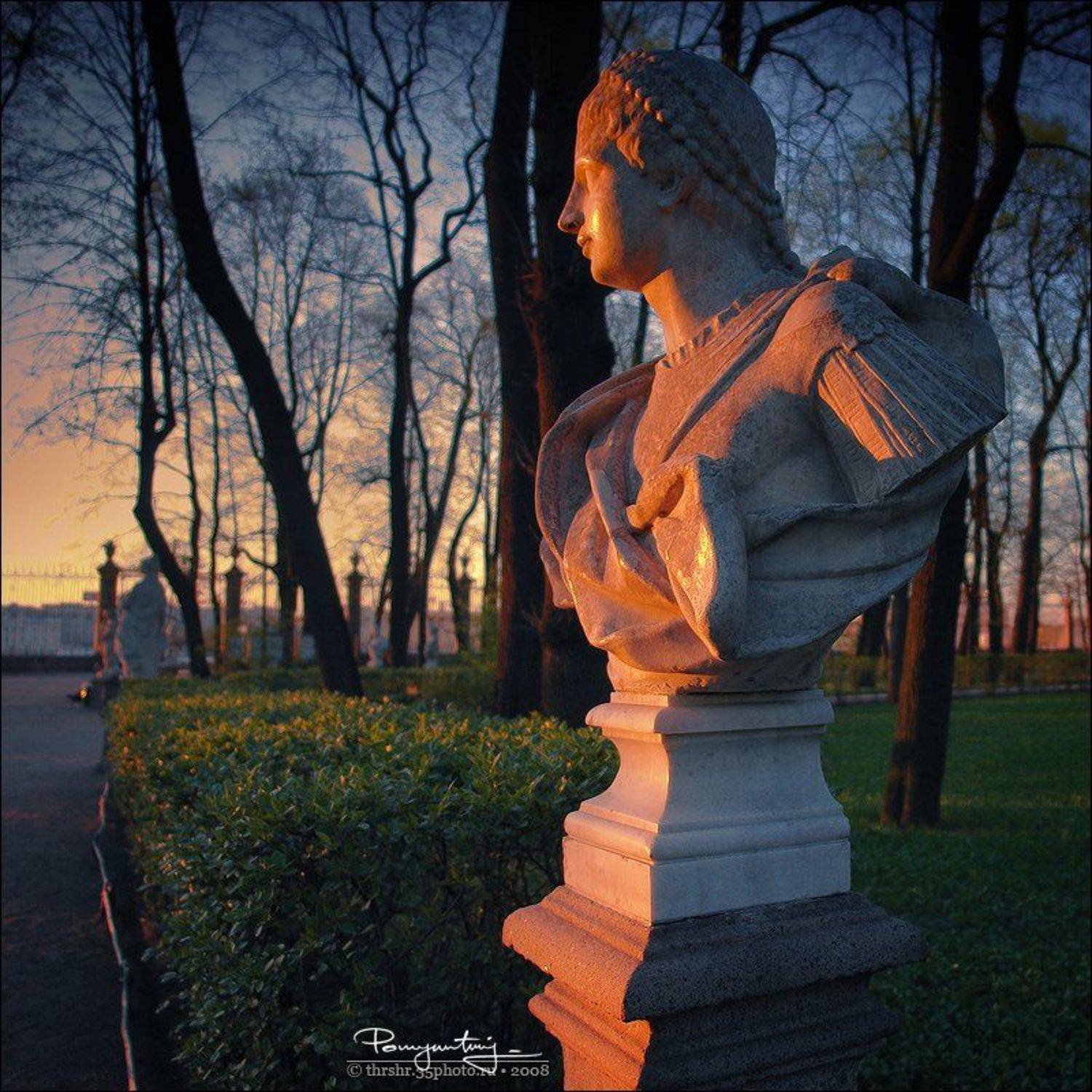 санкт-петербург, петербург, питер, летний сад, бюст, скульптура, закат, Andrew Thrasher