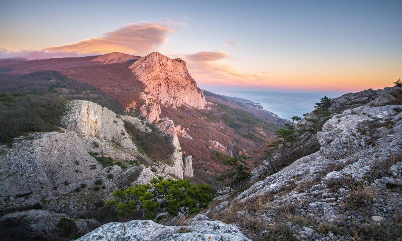 Малиновый закат на перевале Мердвен-шайтан фото превью