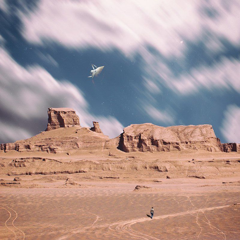 concept, conceptual, fine art, milad safabakhsh, ufi, planet, left, mountain, desert, Left behind фото превью