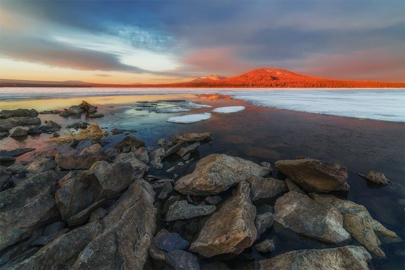 Весна, Восход, Зюраткуль, Озеро, Пейзаж, Природа, Путешествие, Рассвет, Урал, Утро, Южный урал Зюраткуль фото превью